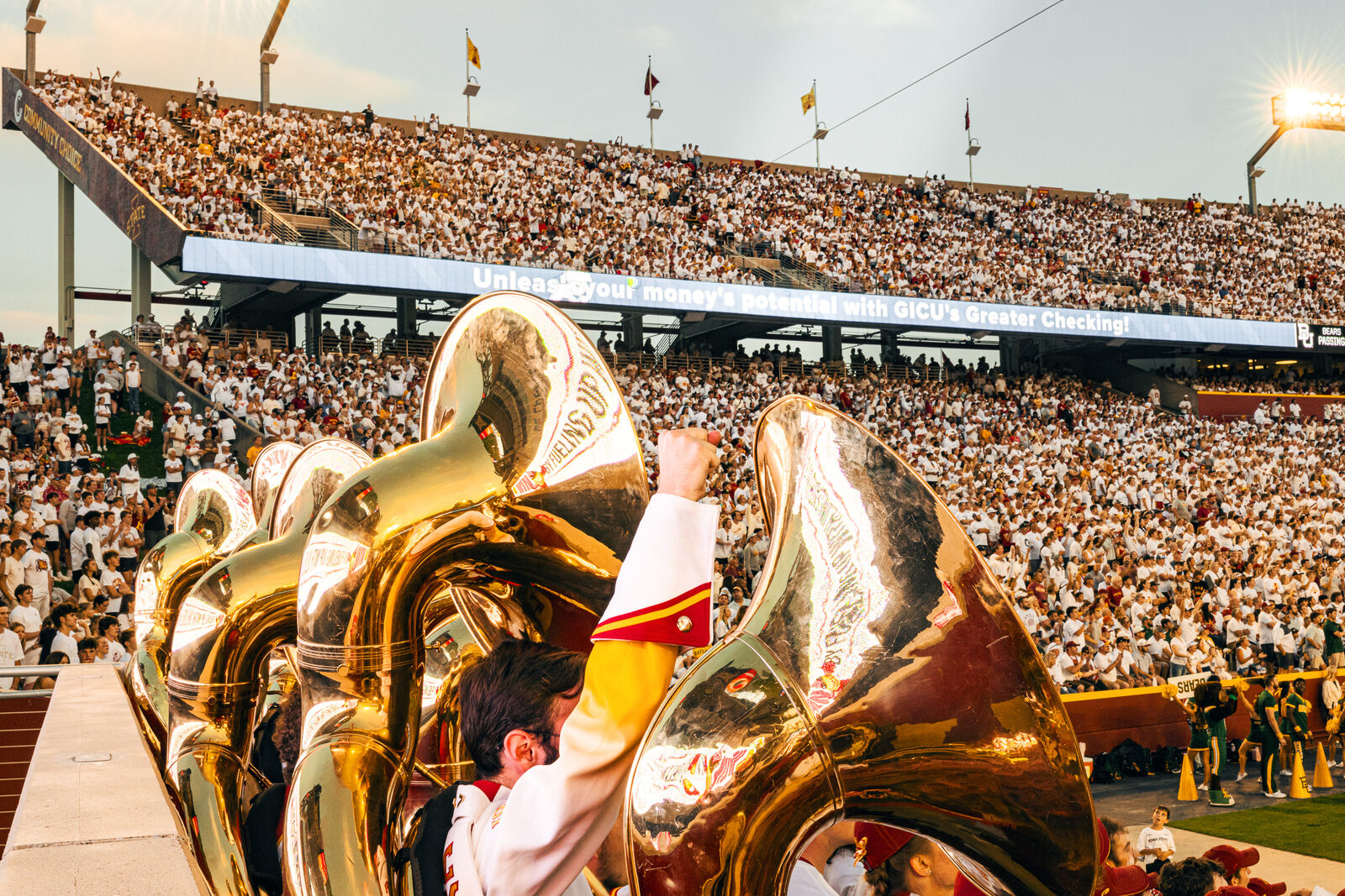 Iowa State marching band in motion