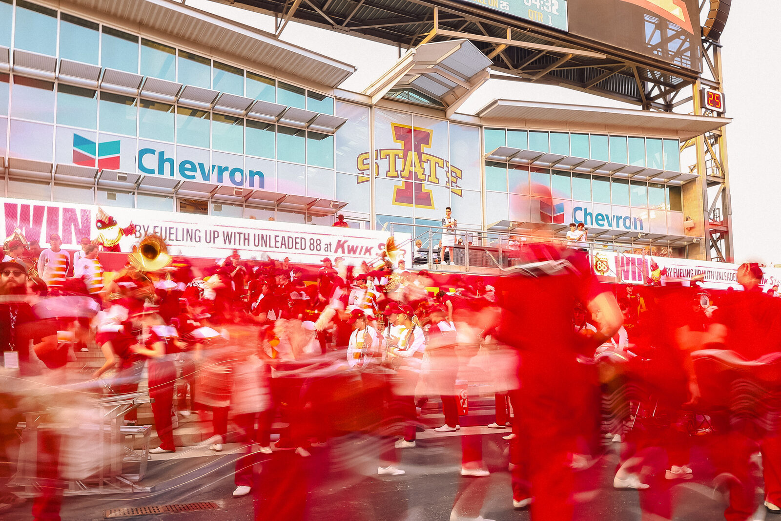 Iowa State marching band in motion