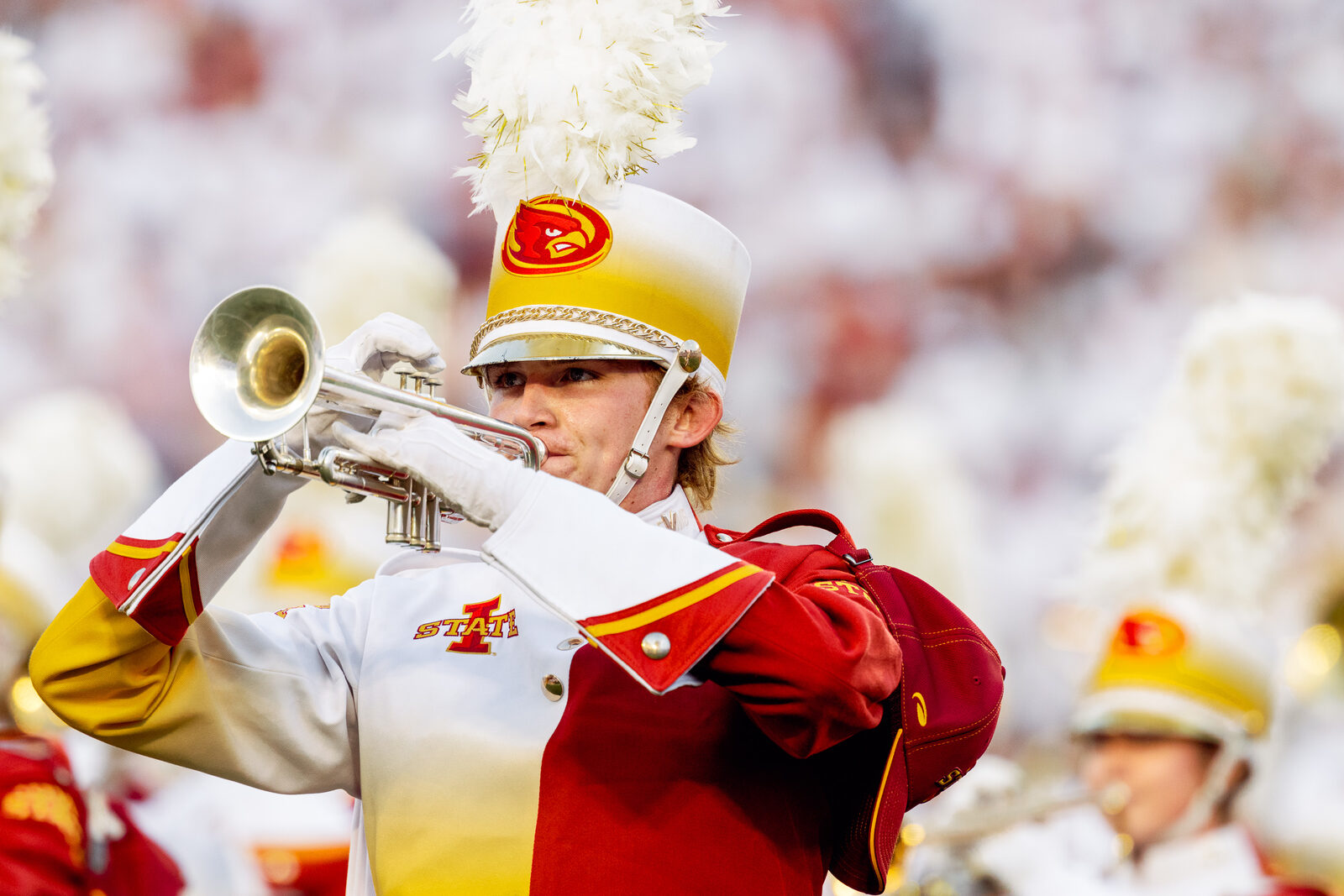 Iowa State marching band in motion