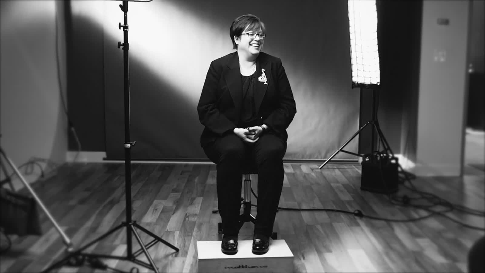Black and white studio portrait series, lighting visible