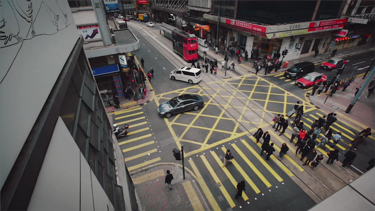 Crosswalk from above, Hong Kong